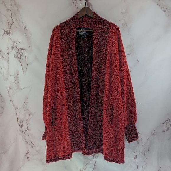 Monto Par Le Chois Sweater Womens 1X Orange Long Cardigan Oversized Grandpa Vtg - Picture 1 of 10